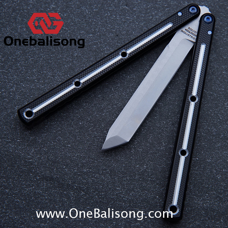 Blue River Glossy Kraken 7075 Aluminum Handle Titanium Alloy Screws Balisong Stainless Steel Blade Clone Bushing
