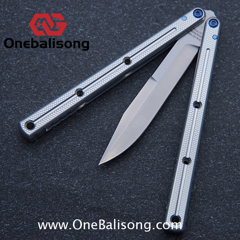 Blue River Glossy Kraken 7075 Aluminum Handle Titanium Alloy Screws Balisong Stainless Steel Blade Clone Bushing