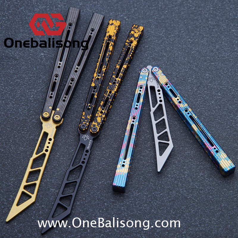 Newera Sunshine Balisong Aluminum Handle Stainles Steel Blade Trainer Bushing