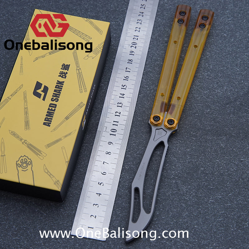 ARMED SHARK PEI Orca Balisong Clone Integrated Handle Made Of PEI Material TC4 Titanium Alloy Blade Bushing