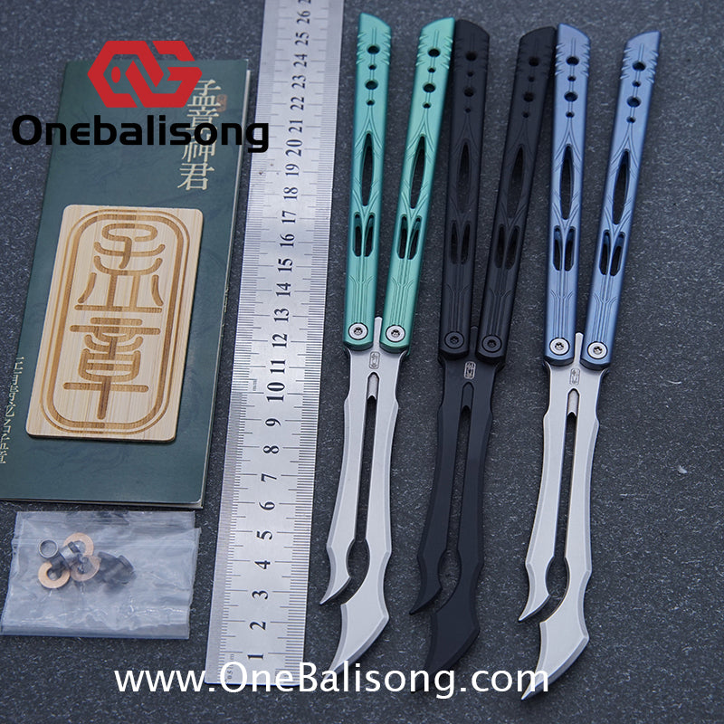 Qinglong Balisong Mengzhang Divine Lord TC4 Titanium Alloy Handle 440C Stainless Steel Blade Bushing