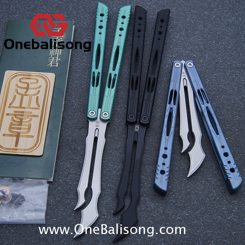 Qinglong Balisong Mengzhang Divine Lord TC4 Titanium Alloy Handle 440C Stainless Steel Blade Bushing