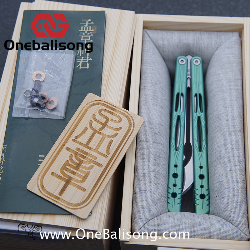 Qinglong Balisong Mengzhang Divine Lord TC4 Titanium Alloy Handle 440C Stainless Steel Blade Bushing