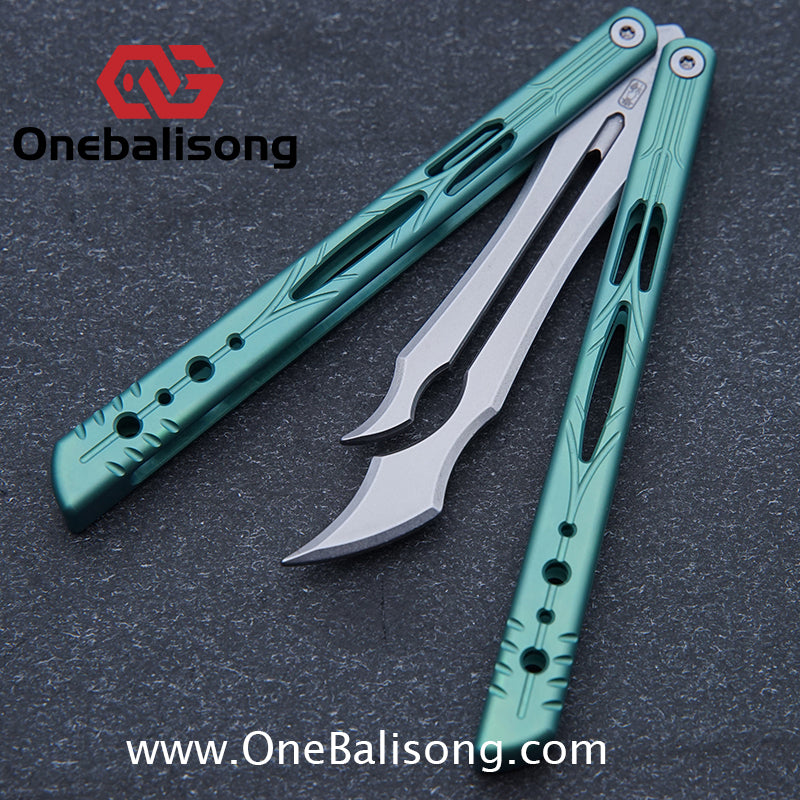Qinglong Balisong Mengzhang Divine Lord TC4 Titanium Alloy Handle 440C Stainless Steel Blade Bushing