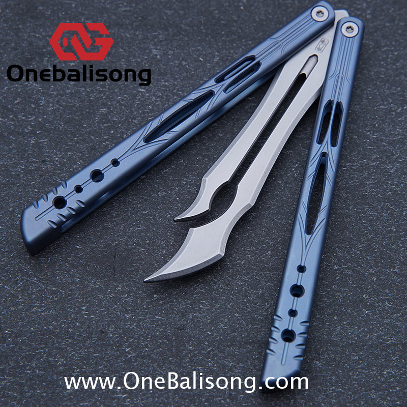 Qinglong Balisong Mengzhang Divine Lord TC4 Titanium Alloy Handle 440C Stainless Steel Blade Bushing