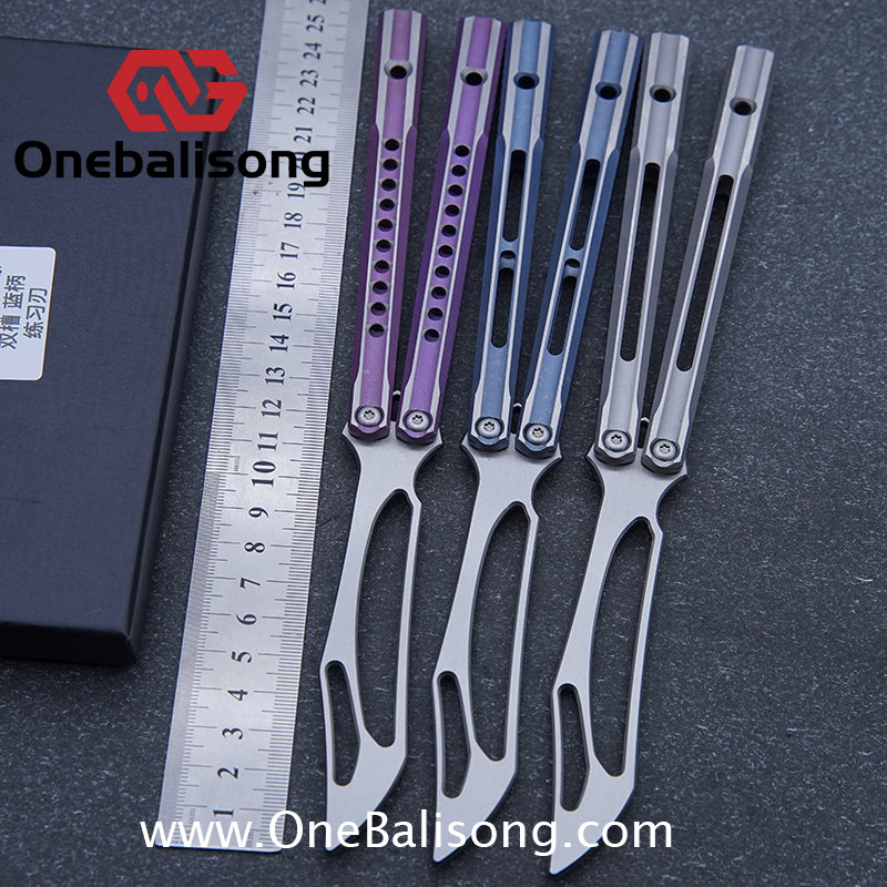 Blue River Orca Balisong Flying Butterfly Clone Titanium Alloy Handle Stainless Steel Blade