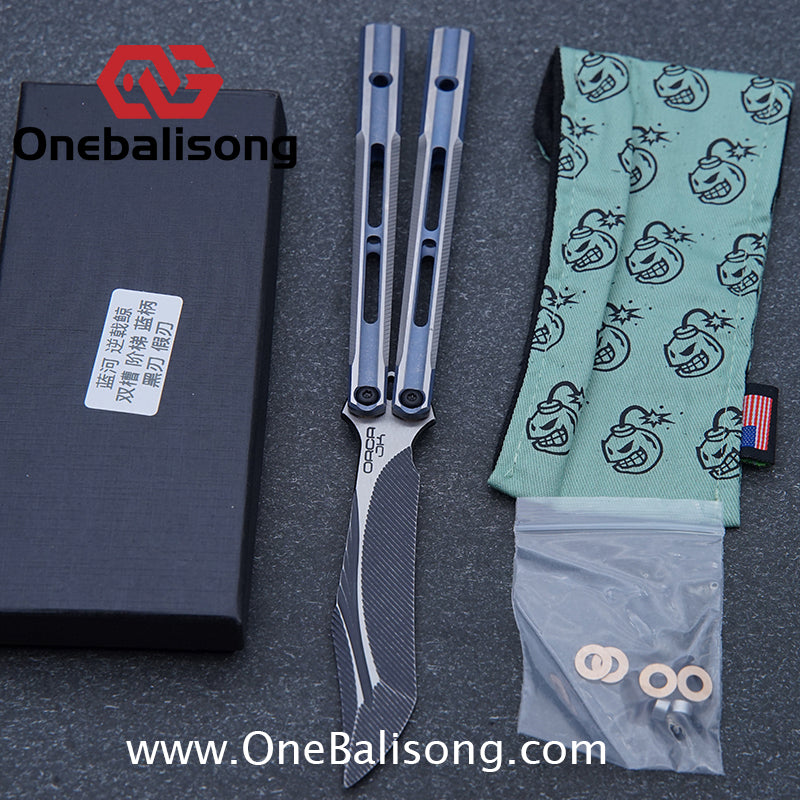 Blue River Orca Balisong Flying Butterfly Clone Titanium Alloy Handle Stainless Steel Blade
