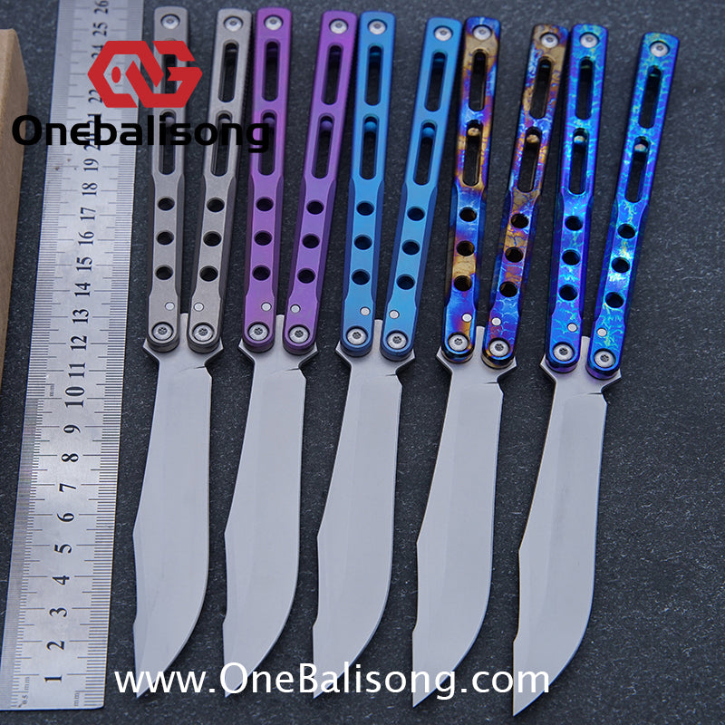 Theone Regime Balisong Titanium Alloy Handle Stainless Steel Live Blade One-piece structure Bushing