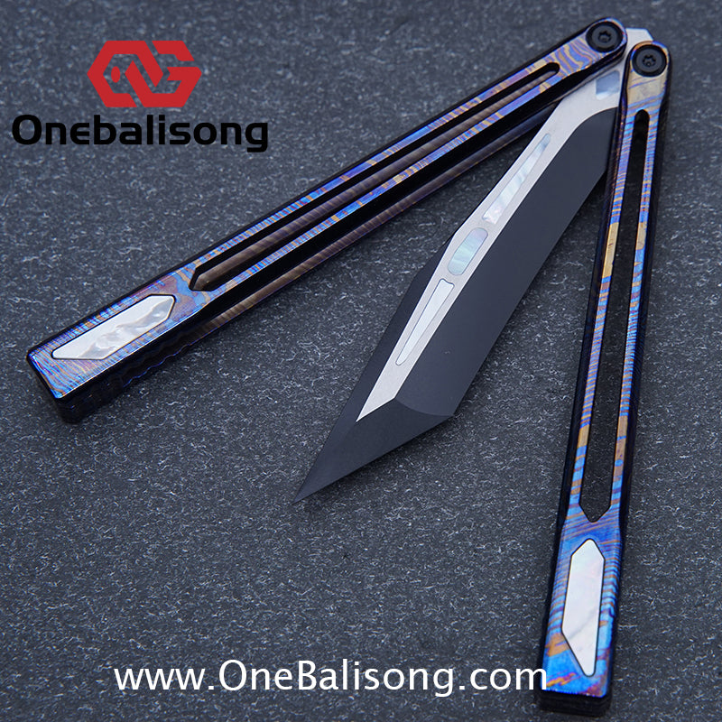 Asgard Slash God Balisong Titanium Alloy Handle Stainless Steel Blade Bushing