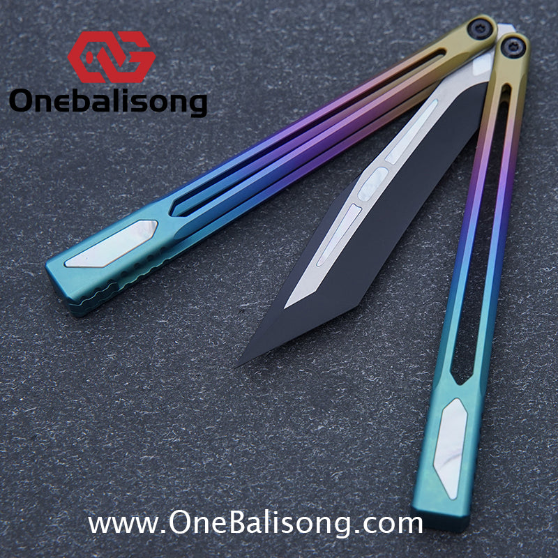Asgard Slash God Balisong Titanium Alloy Handle Stainless Steel Blade Bushing