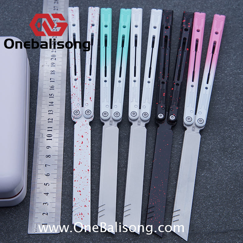 Curiosity White Tiger Balisong 7075 Aluminum Alloy Ceramic Coating Handle Stainless Steel Blade Bushings