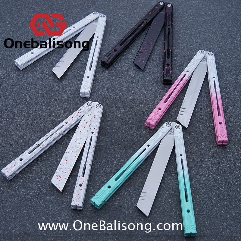 Curiosity White Tiger Balisong 7075 Aluminum Alloy Ceramic Coating Handle Stainless Steel Blade Bushings