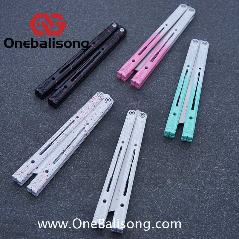 Curiosity White Tiger Balisong 7075 Aluminum Alloy Ceramic Coating Handle Stainless Steel Blade Bushings