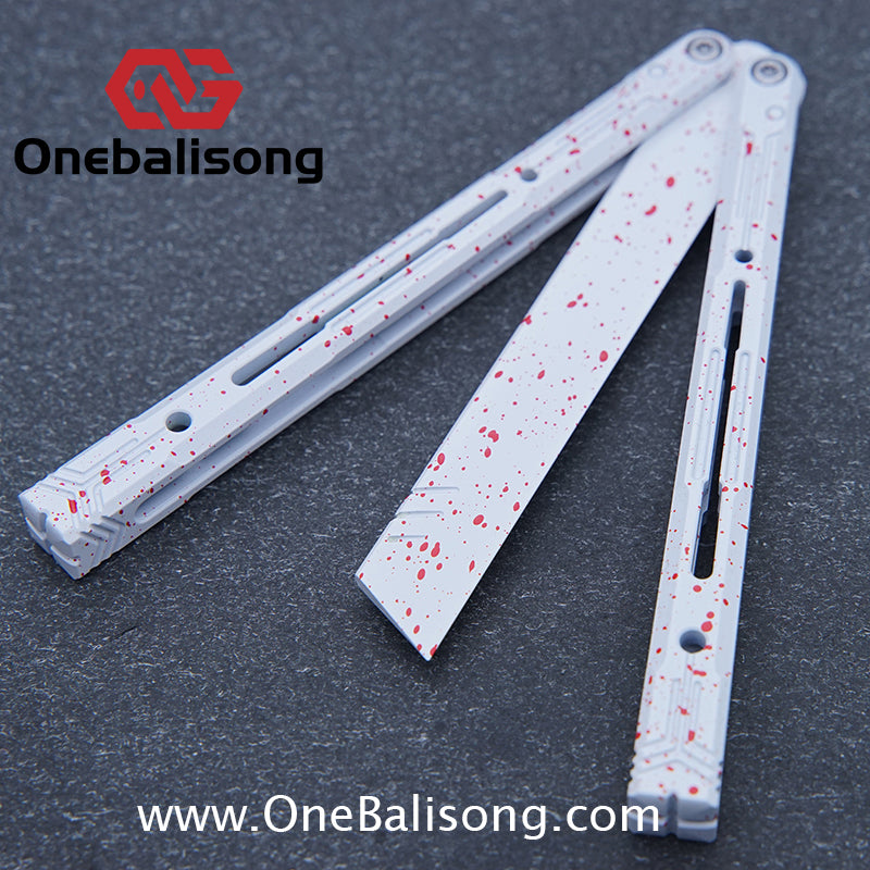 Curiosity White Tiger Balisong 7075 Aluminum Alloy Ceramic Coating Handle Stainless Steel Blade Bushings
