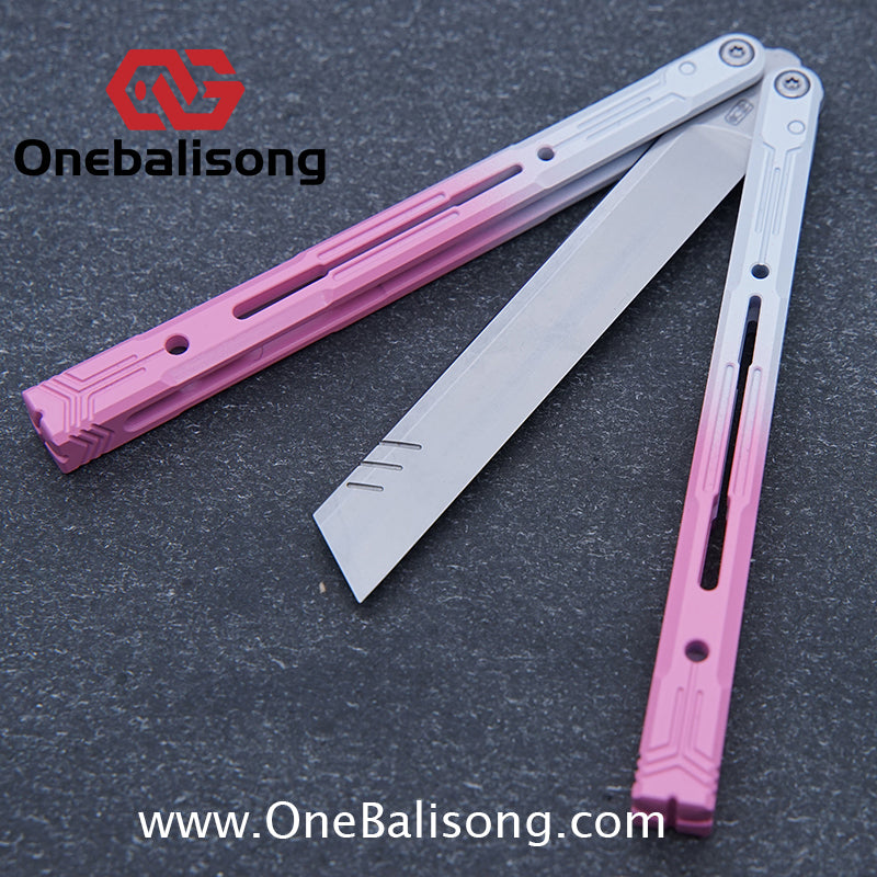 Curiosity White Tiger Balisong 7075 Aluminum Alloy Ceramic Coating Handle Stainless Steel Blade Bushings
