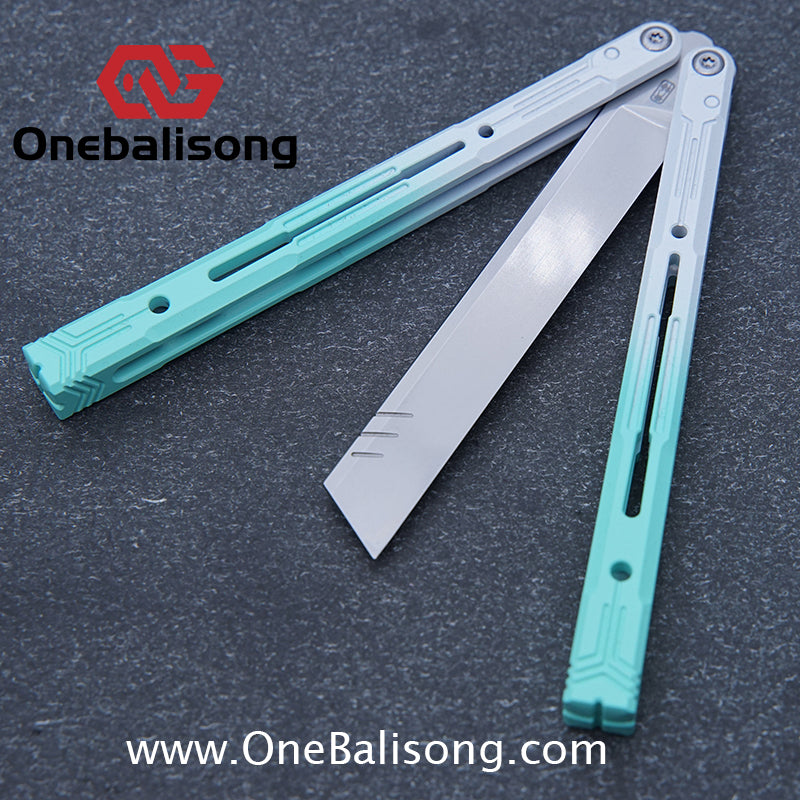 Curiosity White Tiger Balisong 7075 Aluminum Alloy Ceramic Coating Handle Stainless Steel Blade Bushings