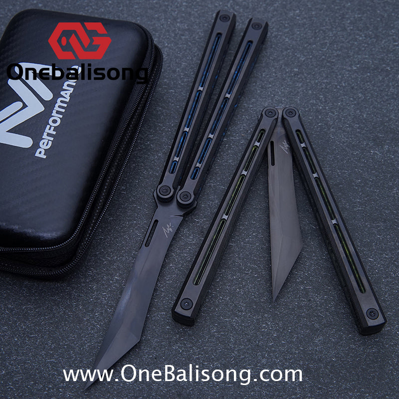 Performance Time Zero Balisong TC4 Titanium Alloy Handle 14c28N Stainless Steel Blade