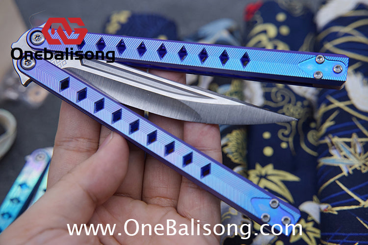 Blue River Konohishi Clone Balisong Titanium Alloy Handle Stainless Steel Blade Bushing