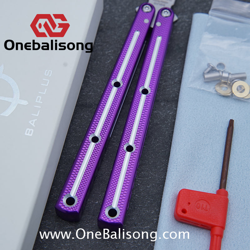 Baliplus 7075 Glossy Bright Slot Kraken V3 Aluminum Balisong Stainless Steel Blade Clone Bushing