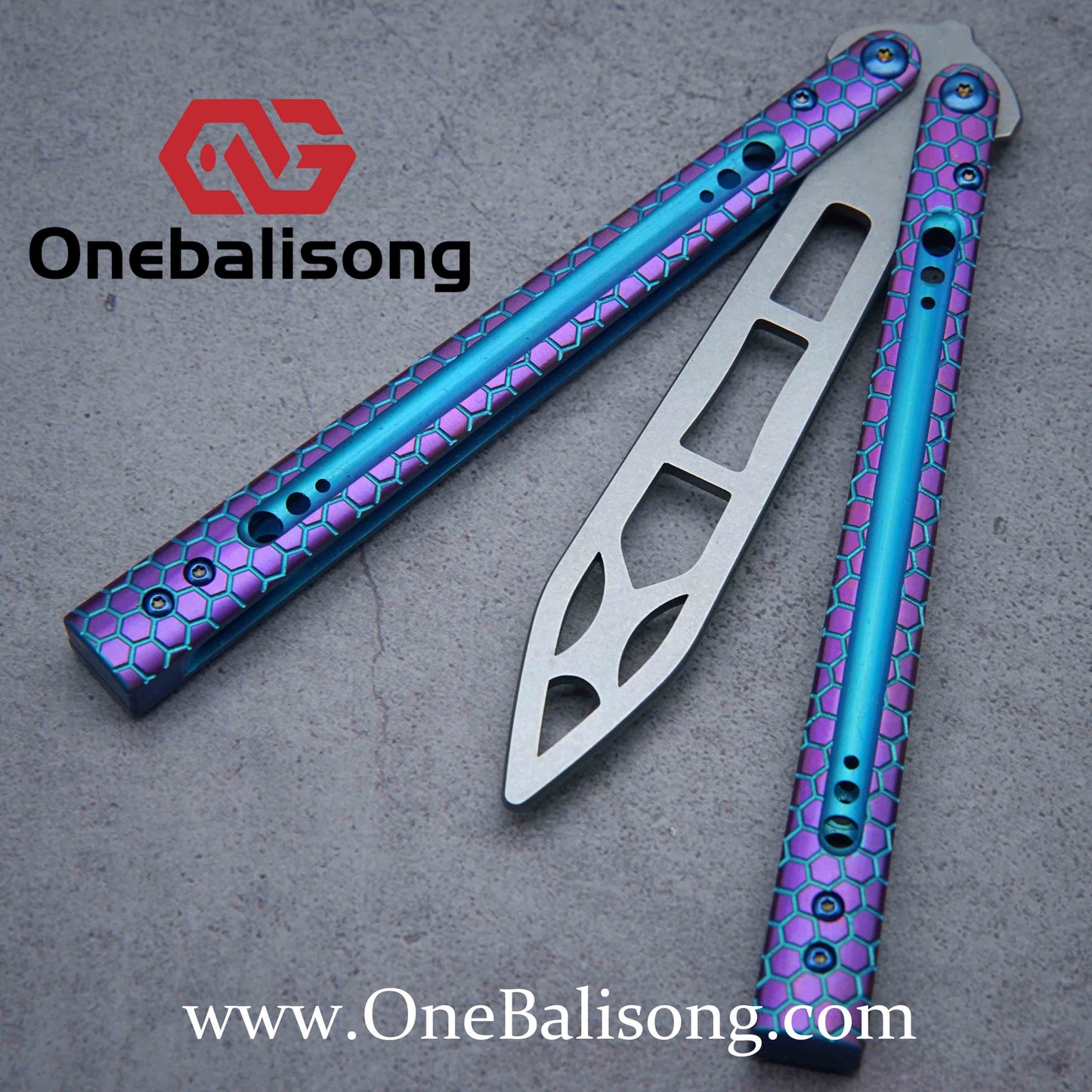 theone python clone Titanium handle Damascus steel blade Bushing