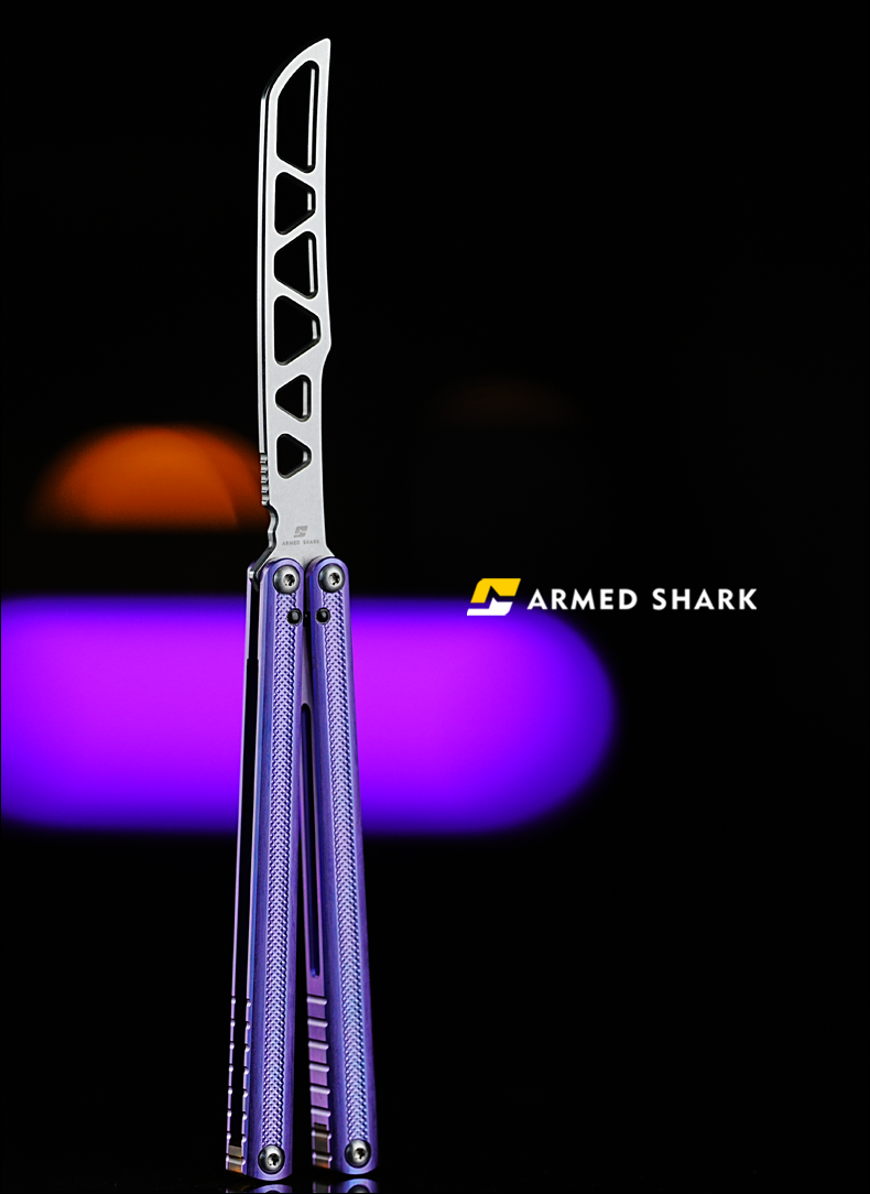 ARMED SHARK Sasaki Balisong Clone TC4 Titanium Alloy Handle 5CR15 Stainless Steel Blade Bushing