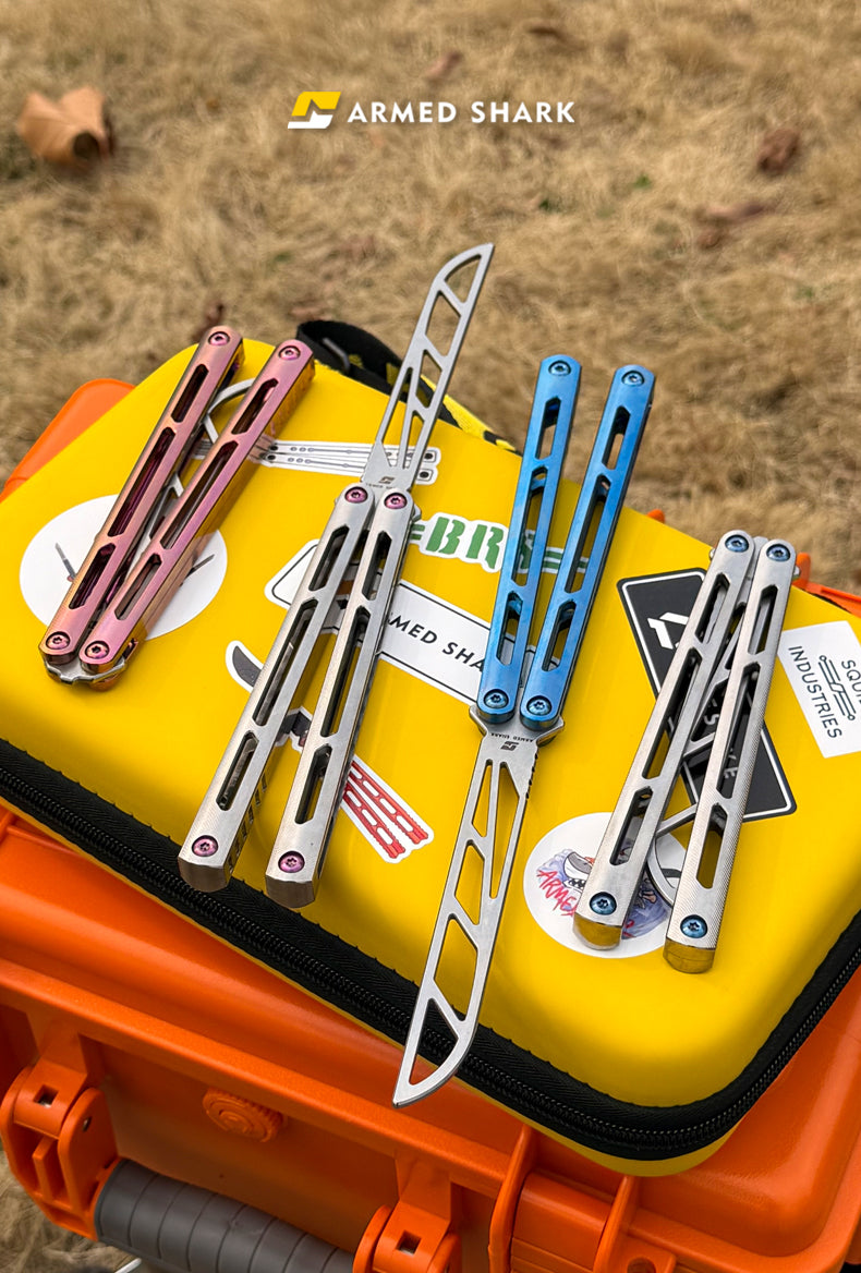 ARMED SHARK Tsunami Clone Titanium alloy handle stainless steel Trainer blade Bushing