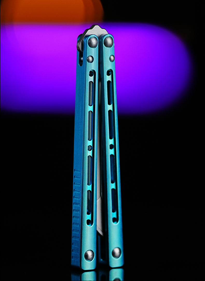 ARMED SHARK MASHIN Balisong Clone TC4 Titanium Alloy Handle 5CR15 Stainless Steel Blade Bushing