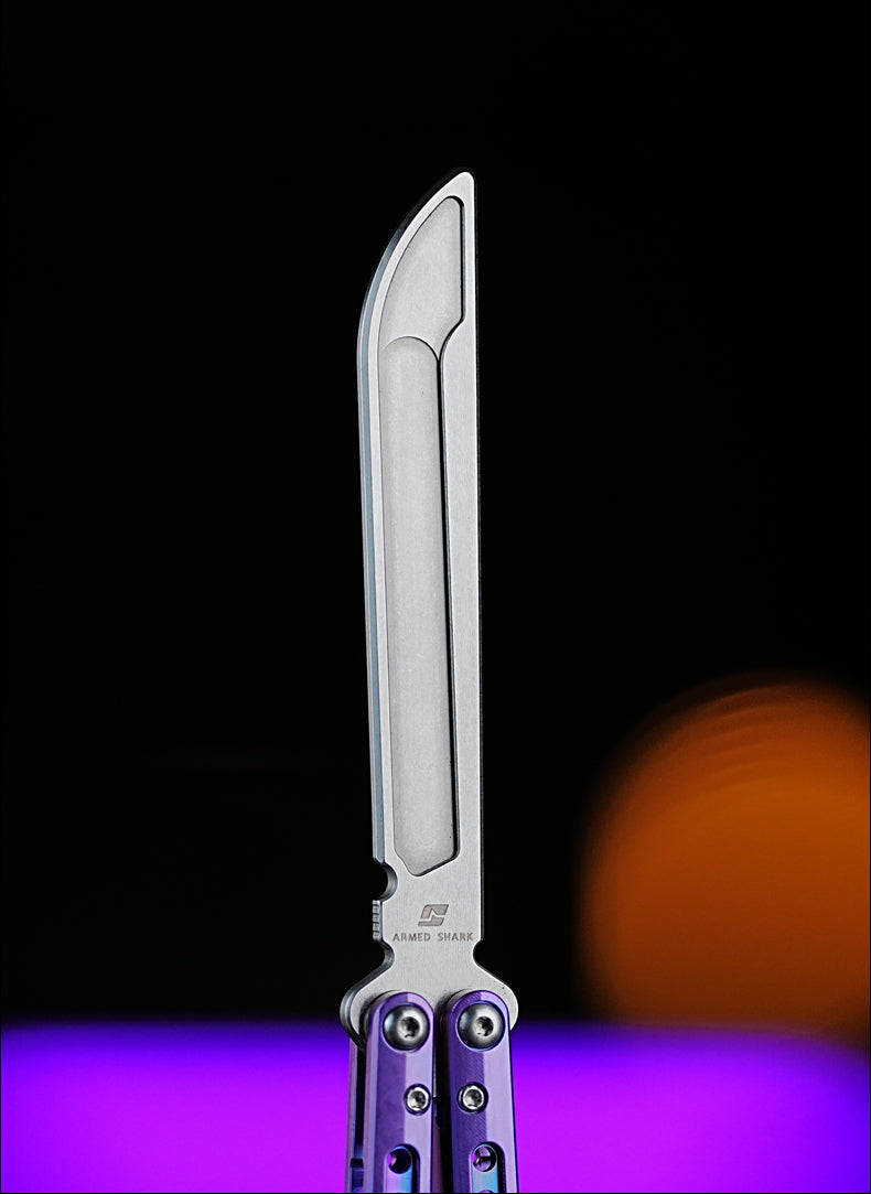 ARMED SHARK MASHIN Balisong Clone TC4 Titanium Alloy Handle 5CR15 Stainless Steel Blade Bushing