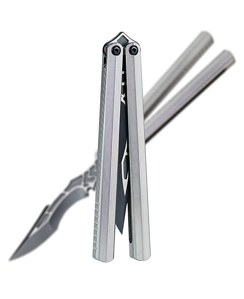 Armed Shark CK Viper Balisong Clone TC4 Titanium Alloy/Titanium Damascus Handle 14C28N MOV/Damascus Stainless Steel Fake Blade