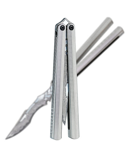 Armed Shark CK Viper Balisong Clone TC4 Titanium Alloy/Titanium Damascus Handle 14C28N MOV/Damascus Stainless Steel Fake Blade