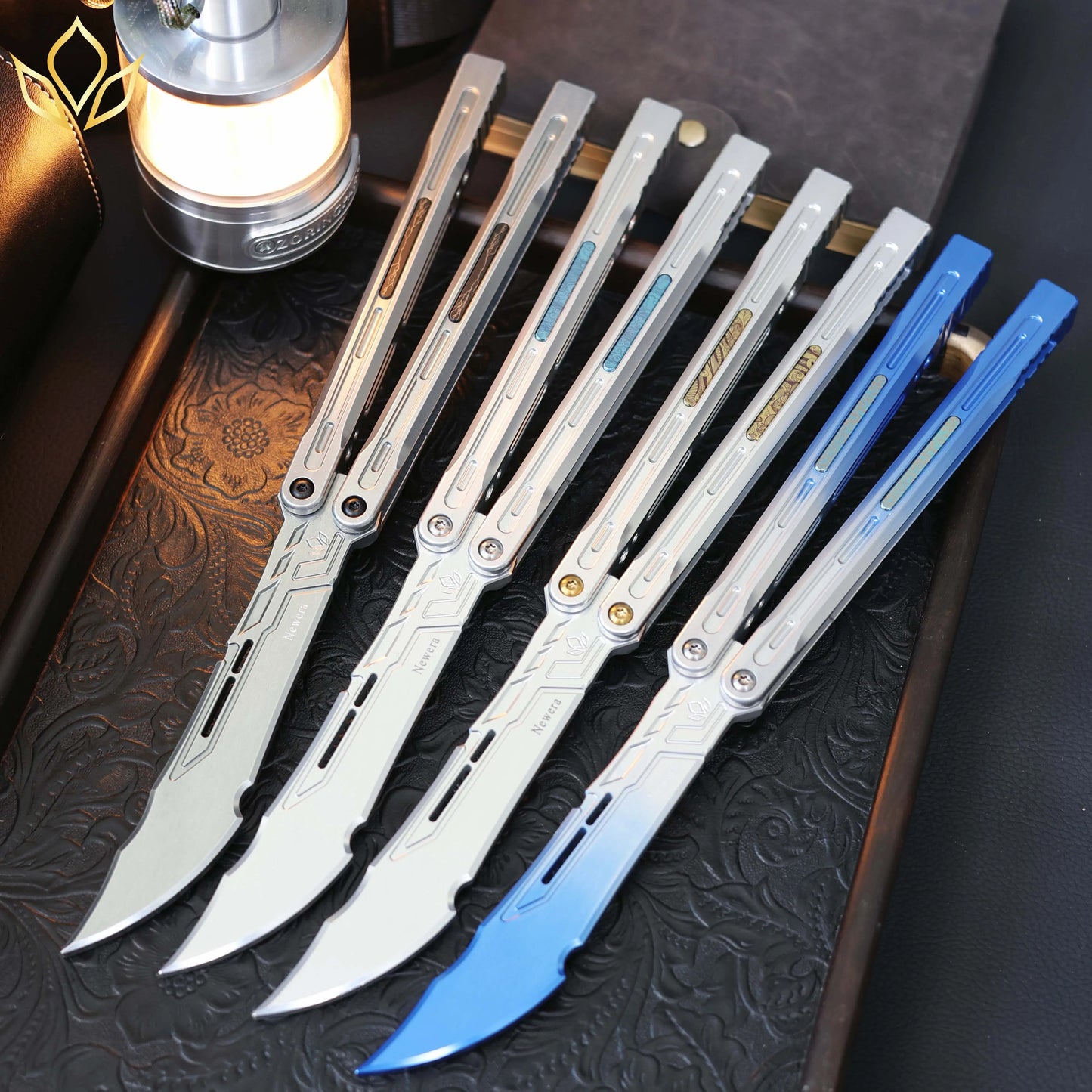 Newera JHong Original Balisong 7075 Aluminum TC4 Titanium Alloy Patch Handle 7075 Aluminum Blade Trainer Bushing