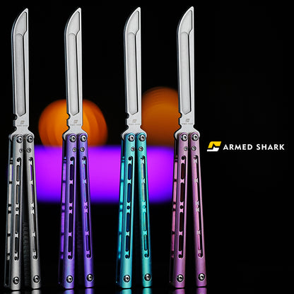 ARMED SHARK MASHIN/Sentinel V2 Balisong Clone TC4 Titanium Alloy Handle 5CR15 Stainless Steel Blade Bushing