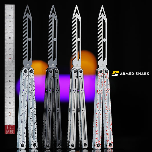 ARMED SHARK Hydro Balisong Clone 3CR13 Stainless Steel Handle Stainless Steel Blade Bushings