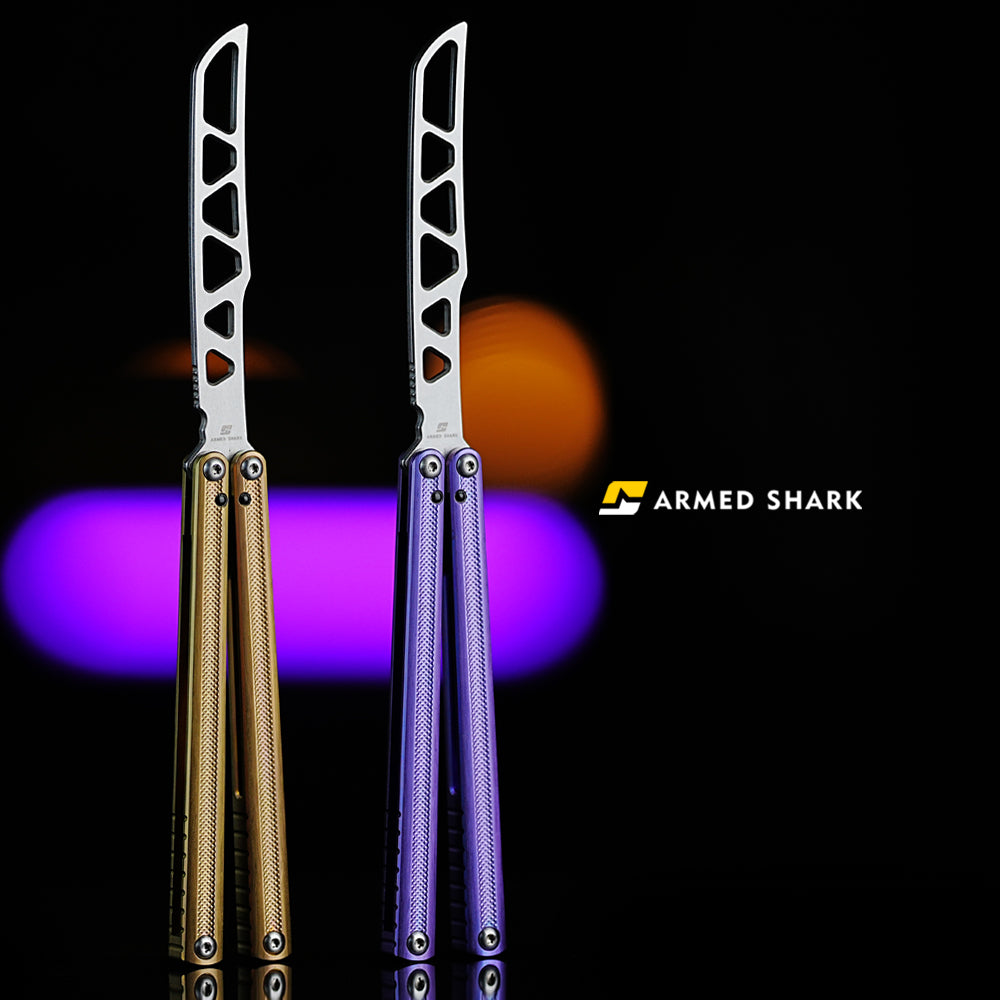 ARMED SHARK Sasaki Balisong Clone TC4 Titanium Alloy Handle 5CR15 Stainless Steel Blade Bushing