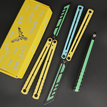 YY Noctilucent Steel Kraken Balisong Clone  Stainless Steel Handle Stainless Steel Blade Bushings