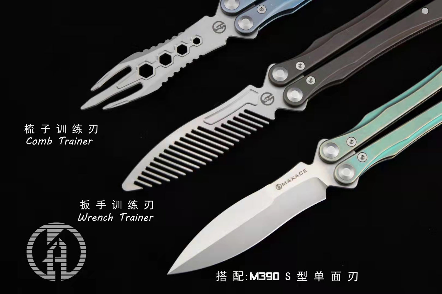 Maxaceknife Loran 2 comb trainer Titanium handle butterfly trainer