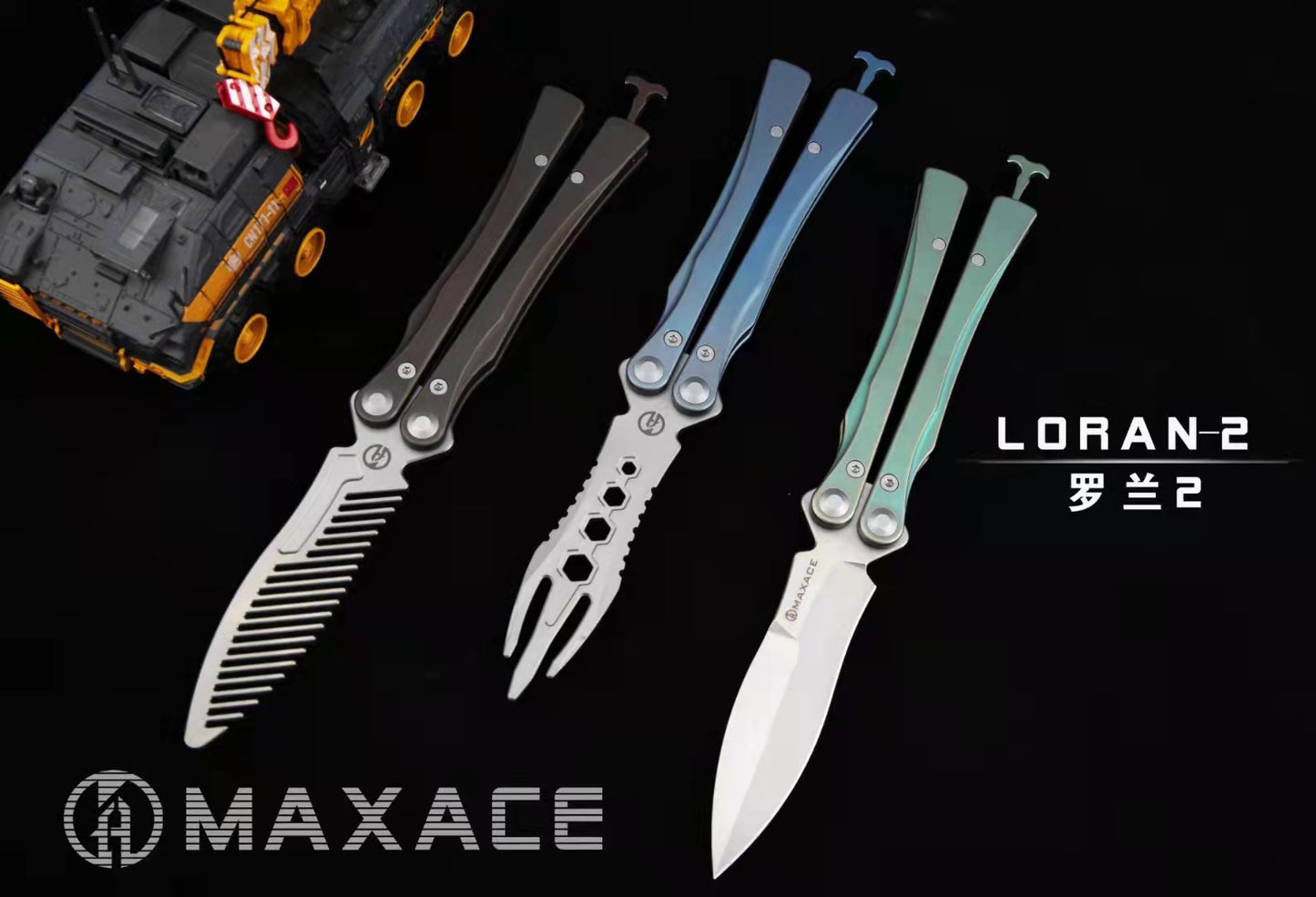 Maxaceknife Loran 2 comb trainer Titanium handle butterfly trainer