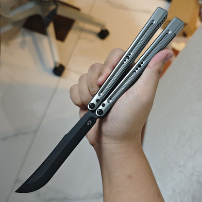 HR Killer Balisong  Seven series aluminum Handle 14c28n/vg10 Blade integrated+traditional shaft sleeve