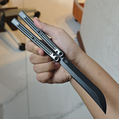HR Killer Balisong  Seven series aluminum Handle 14c28n/vg10 Blade integrated+traditional shaft sleeve