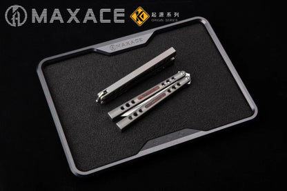 Maxace Snowy Owl Balisong Titanium TC4 Handle Bailu M390 Blade Imported Carbon Horse Patch Bushing