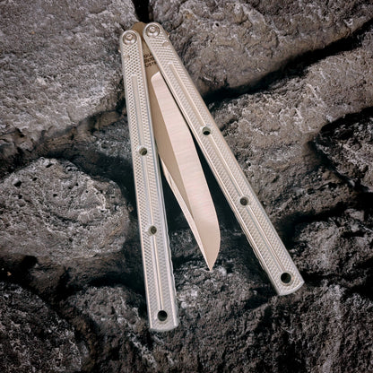 Baliplus Kraken Balisong Glossy clone Tanto/Bowie/Weekawk  live/Fake Blade Channel 7075 Aluminum Glossy Handle Bushings 9cr18