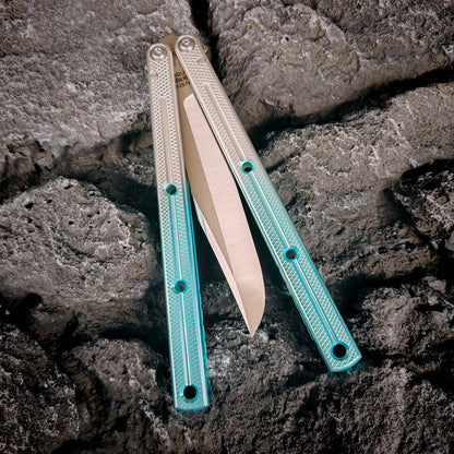 Baliplus Kraken Balisong Glossy clone Tanto/Bowie/Weekawk  live/Fake Blade Channel 7075 Aluminum Glossy Handle Bushings 9cr18