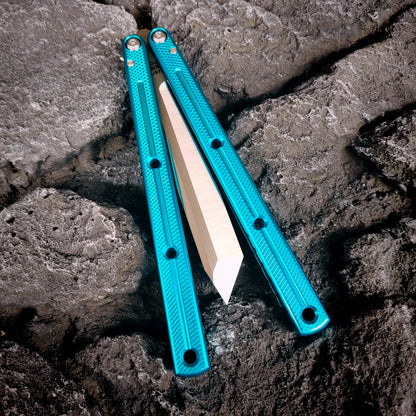 Baliplus Kraken Balisong Glossy clone Tanto/Bowie/Weekawk  live/Fake Blade Channel 7075 Aluminum Glossy Handle Bushings 9cr18