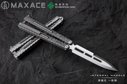 Maxace Obsidian Balisong Titanium Integrated Handle Bailu M390 Blade Integrated Structure Bushing