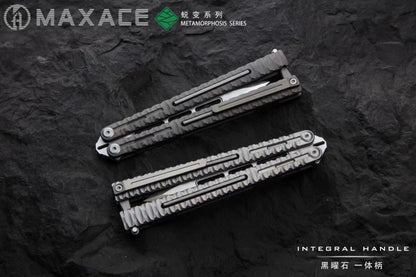 Maxace Obsidian Balisong Titanium Integrated Handle Bailu M390 Blade Integrated Structure Bushing