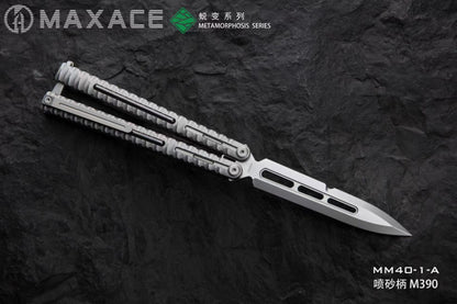 Maxace Obsidian Balisong Titanium Integrated Handle Bailu M390 Blade Integrated Structure Bushing