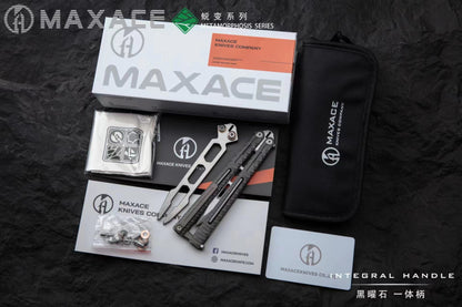 Maxace Obsidian Balisong Titanium Integrated Handle Bailu M390 Blade Integrated Structure Bushing
