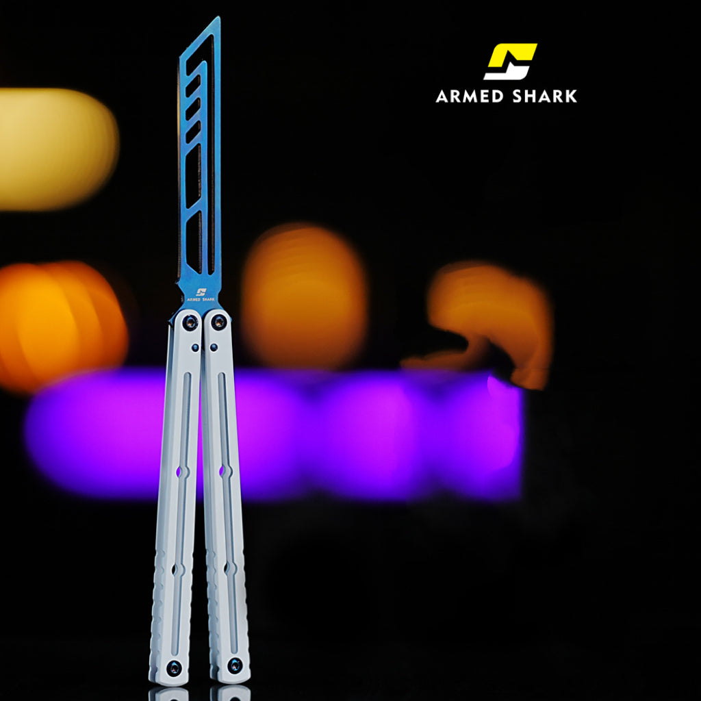ARMED SHARK Steel Kraken V3 Balisong Clone 3CR13 Stainless Steel Handle Stainless Steel Blade Bushings