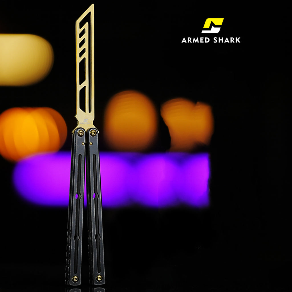 ARMED SHARK Steel Kraken V3 Balisong Clone 3CR13 Stainless Steel Handle Stainless Steel Blade Bushings