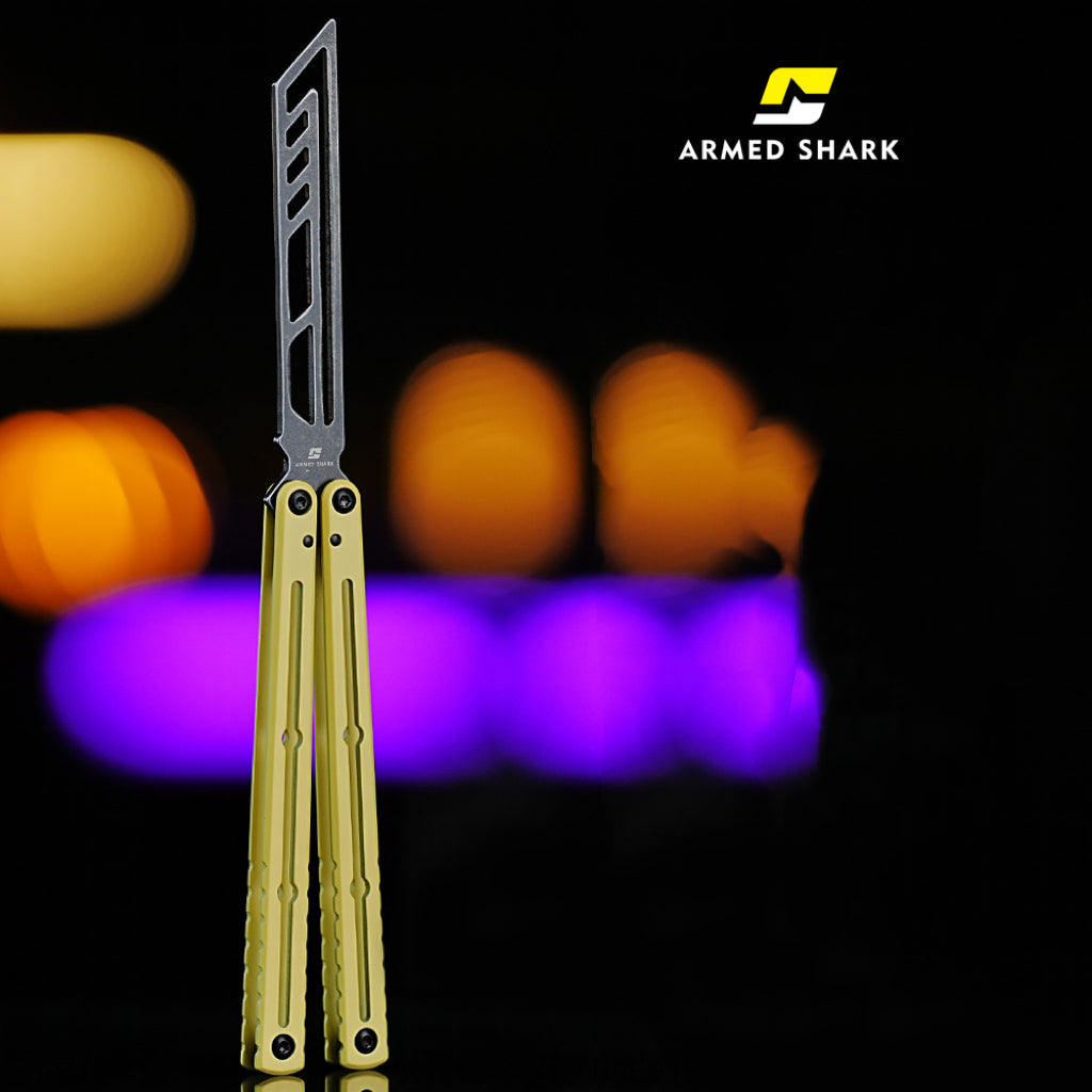 ARMED SHARK Steel Kraken V3 Balisong Clone 3CR13 Stainless Steel Handle Stainless Steel Blade Bushings